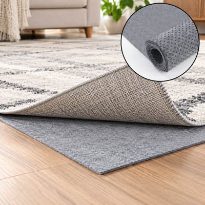 Tapis anti-dérapant gris antidérapant à revers en feutre avec coussins antidérapants pour tapis et sous-tapis 10 pi x 10 pi