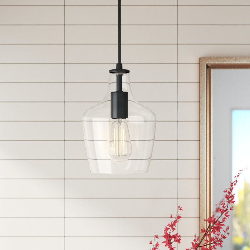 Lisbon 1-Light Pendant With Clear Glass, Black
