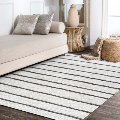 Sieghard Berber Stripe Ivory/Black Indoor/Outdoor Rug