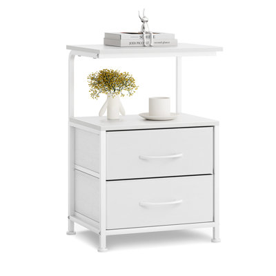 Nightstand With 2 Drawer And Storage Shelf