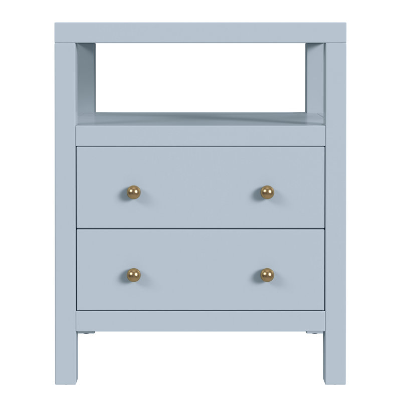 Nora 2-Drawer Nightstand, Light Blue