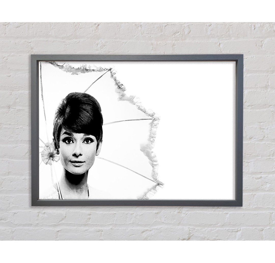 Audrey Hepburn Umbrella - Einzelner Bilderrahmen Kunstdrucke auf Leinwand