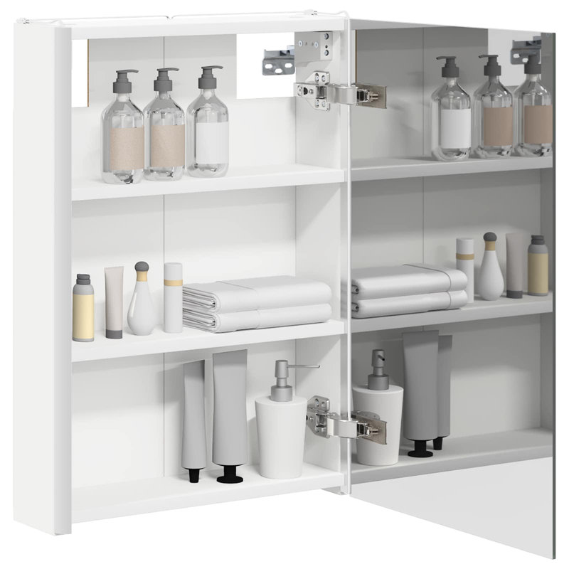 W H Wall Mounted Required Medicine Cabinet Mirror 2, White, 60.5cmH x 43cmW x 11.5cmD