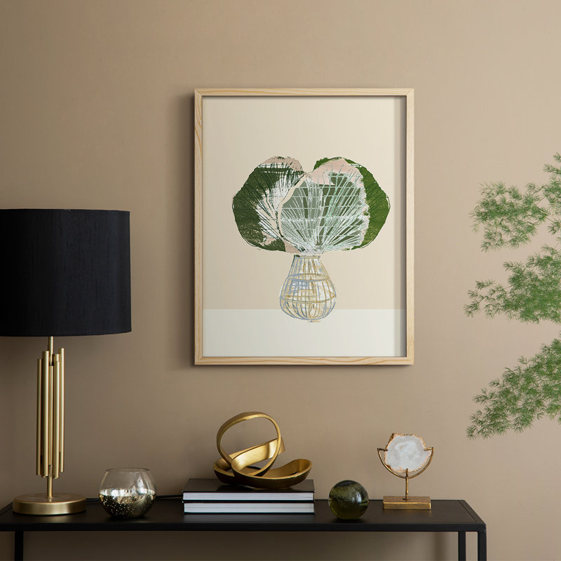 «Woven Tropical Leaf I», reproduction encadrée - bois massif, Naturel, H 15 po x l 12 po