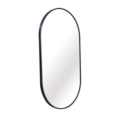 Black 20 X 28 Inch Metal Oval Mirror