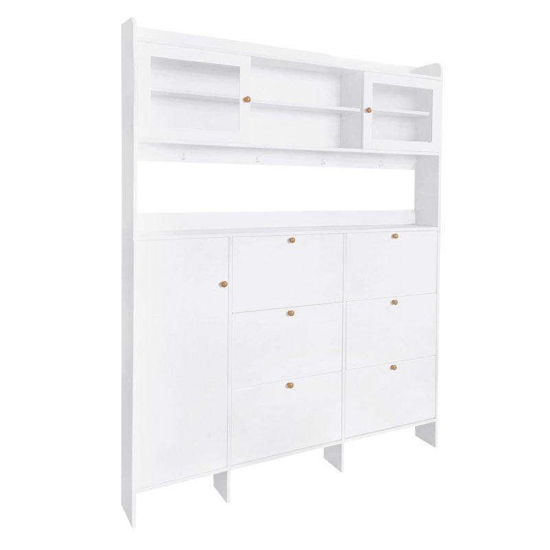 Versatile Modern Shoe Cabinet With Multiple Storage Options And Stylish Design, White
