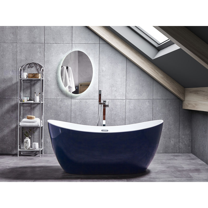 1700mm x 770mm Freestanding Standard Acrylic Bathtub, Navy Blue