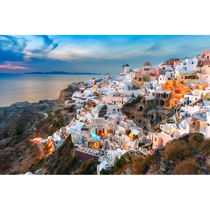 Oia At Sunset Santorini by KavalenkavaVolha - Wrapped Canvas Print, 30cm H x 46cm W