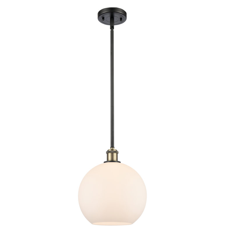 Luminaire suspendu sphère 1 lumière Baran, Laiton antique noir, Ampoule non incluse, Blanc mat