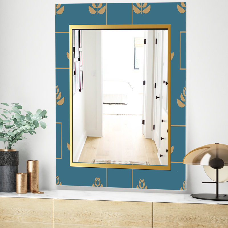 Bleu et or - Miroir moderne - Miroir mural, H 39,4 po x l 29,5 po