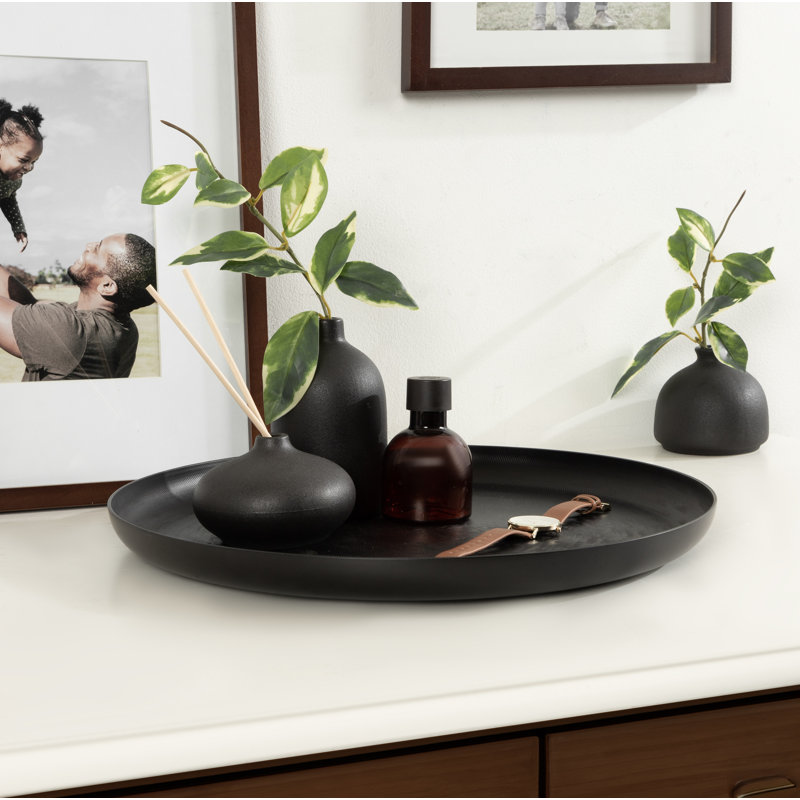 Hensley Aluminum Tray, Black, 1.5" H x 16.25" W x 16.25" D