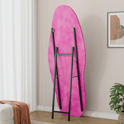 Miroir pleine longueur, miroir de plancher / miroir mural de 63 po x 24 po, miroir de plancher à cadre en bois enveloppé de flanelle, grand miroir mural irrégulier debout / couloir pour chambre à coucher, salon, vestiaire rose