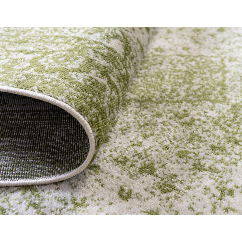 Tapis vert de style oriental, Rectangle 7 pi 10 po x 11 pi
