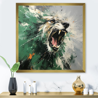 Green Rawring Lion Charm - Lion Animal Wall Decor