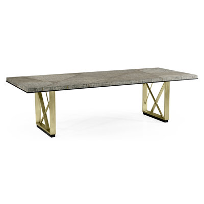 Geometric Solid Wood Top Dining Table