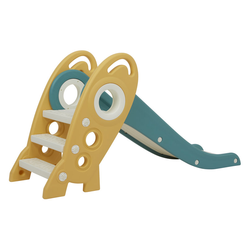 Kids Foldable Rocket Slide, Green/Gold