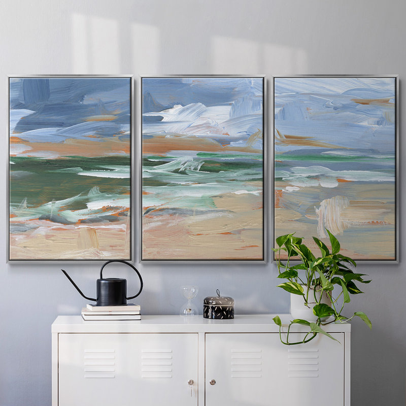 Painter's Composition Study II, encadré sur toile, 3 pièces, H 24 po x l 48 po x P 2 po, Encadrement argenté