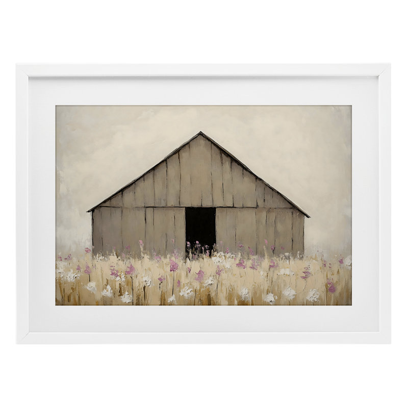 «Mute Barn in Meadow», reproduction encadrée sous verre, conception de Franklyn Gregory, H 14 po x l 20 po