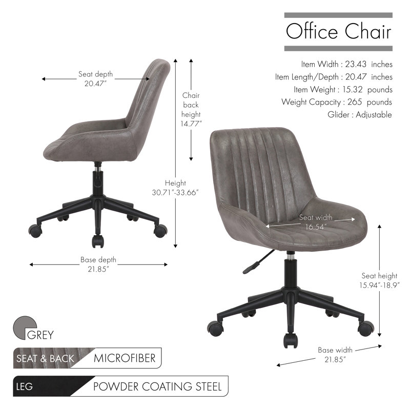 Chaise de travail Keiva, Gris