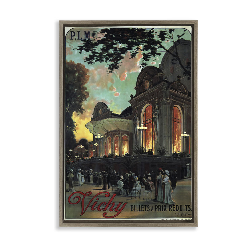 Cadre flottant Vichy, affiche antique par Marcus Jules, Cadre flottant orme Montalcino, H 25 po x l 17 po