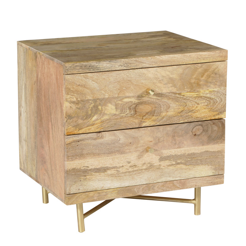 Miser 50cm W Steel Bedside Table, Natural