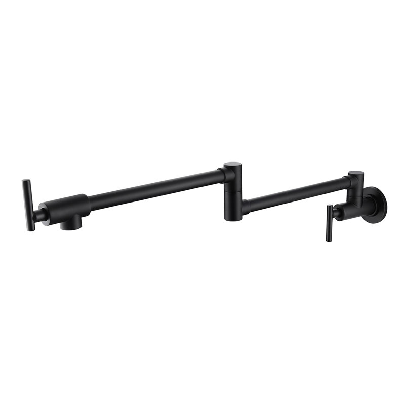Robinet de lavabo mural noir mat, fabriqué en laiton, pivotant sur 360 ° et pliable, poignées doubles pour un débit d'eau fluide, surface de cuisine à fixation au fini noir, construction, fonction pliante,