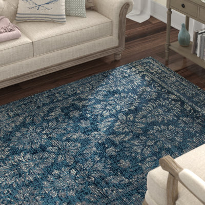 Tapis décoratif bleu oriental devay