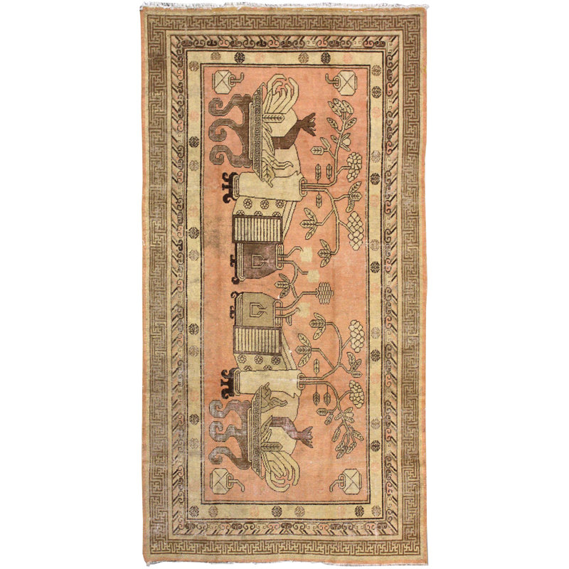 Tapis unique orange / beurre / brun de 5 pi 5 po x 10 pi 5 po Khotan