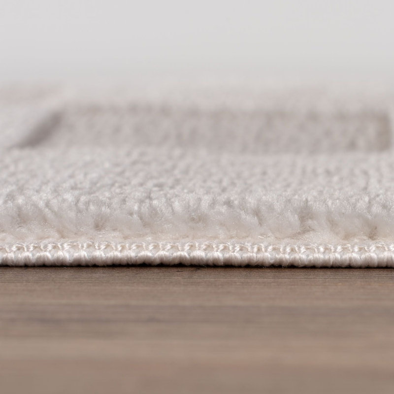 Loft Modern Checkerboard Living Room Area Rug and Runner Soft Pile, Rectangle 120 x 170 cm, Ivory