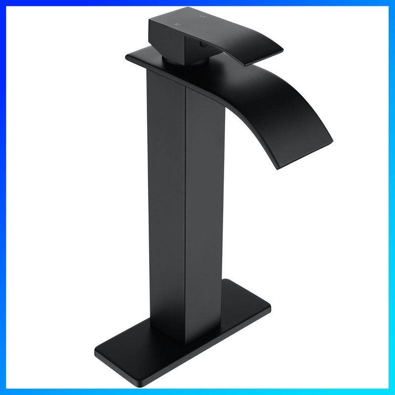 Tall Vessel Sink Faucet – Single-Handle Waterfall Bathroom Faucet With Pop-Up Drain (1 Or 3 Hole Installation, Tall Spout Design)