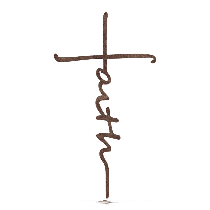 Faith Cross - Metal Wall Art, Copper, 23" H x 12" W x 0.06" D