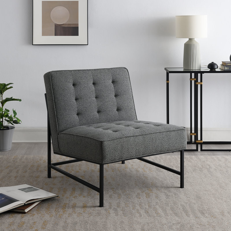 Upholstered Slipper Chair, Gray 100% Polyester