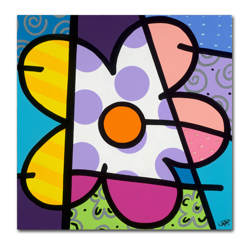 Colorful Abstract Geometric Flower Canvas Art Print