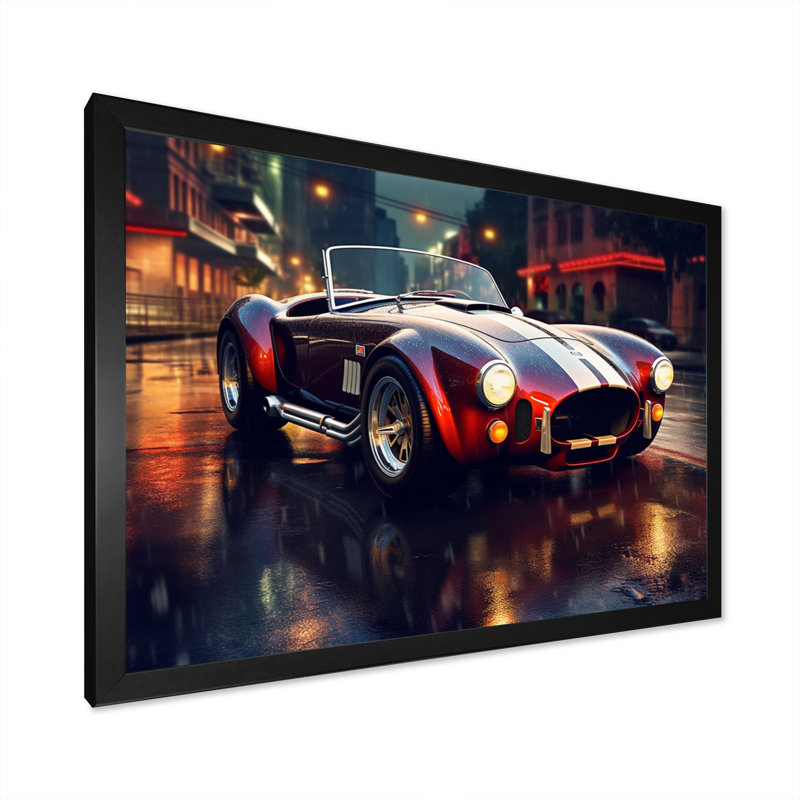 Classics Cobra Car At Night II sur impression sur toile, H 12 po x l 20 po x P 1 po, Cadre photo noir