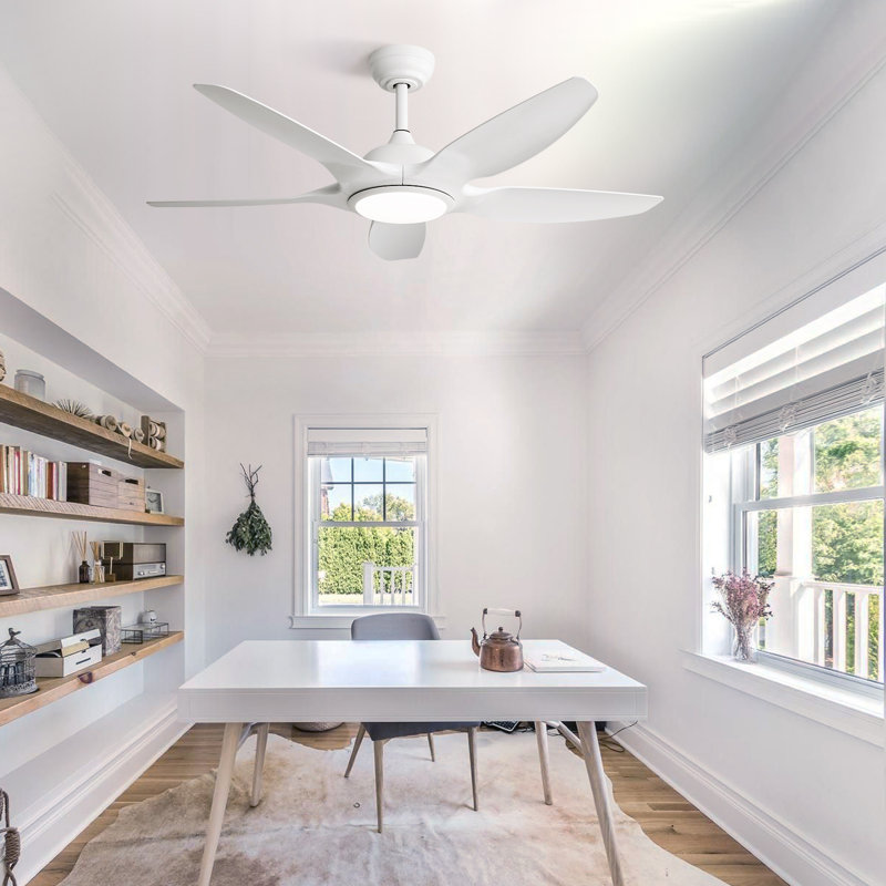 Lakenzie 48'' 5-Blade Modern Ceiling Fan with LED Light and Remote Control, White