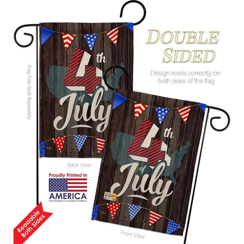 4 à 2 côtés en polyester 19 po de juillet drapeau de jardin