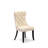 9-piece dining table set consists of a dinner table and 8 Light Beige Polyester Fabric dining chairs with Button Tufted Chair Back - Sand Blasting Black Finish.-1223408653