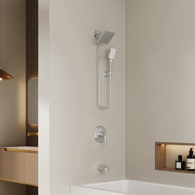Ensemble de pommeau de douche mural rectangulaire en acier inoxydable avec douche à main