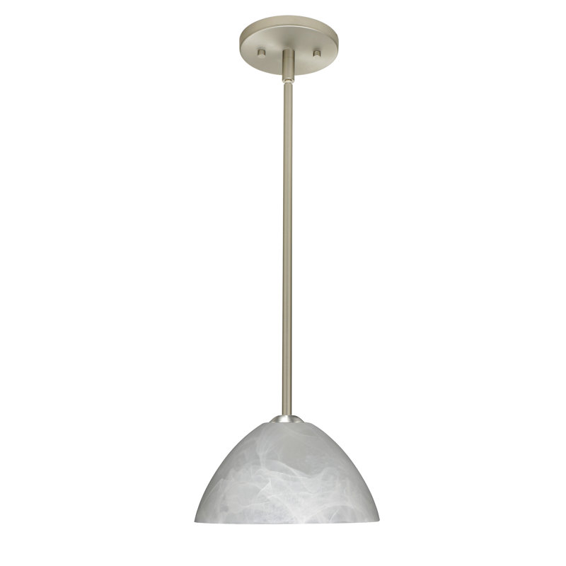 Luminaire suspendu pour dôme simple 1 lumières Tessa, Marbre, Nickel satiné, Incandescent