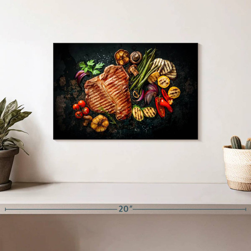 Steak With Vegetables, 8" H x 12" W