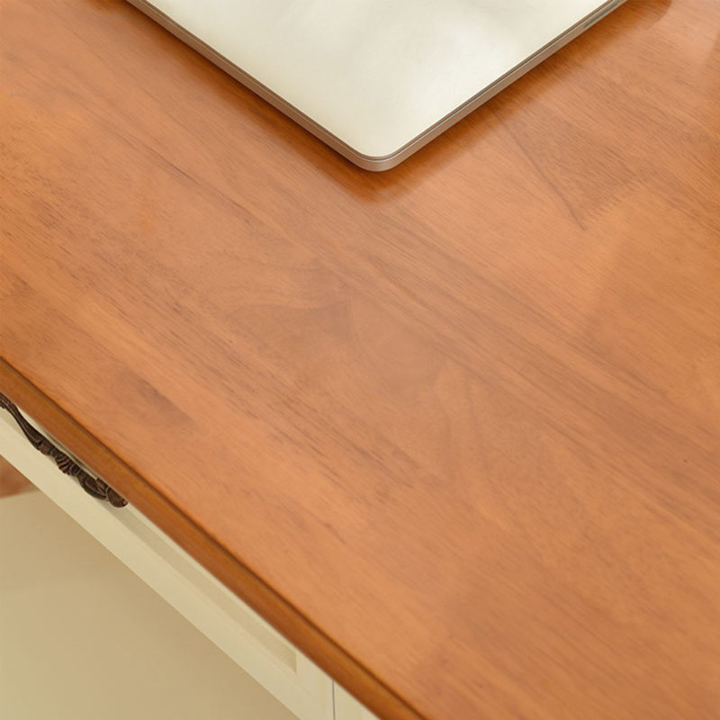 Bureau d'écriture rectangulaire en bois massif rétro blanc