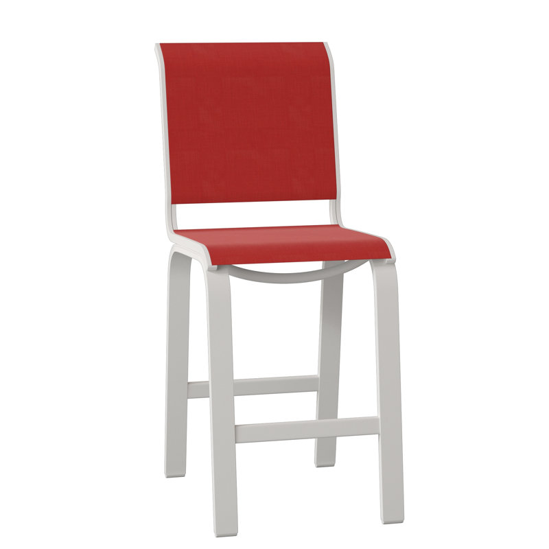 Holna Outdoor Stool, Red 1D Sunbrella®, Textured Snow