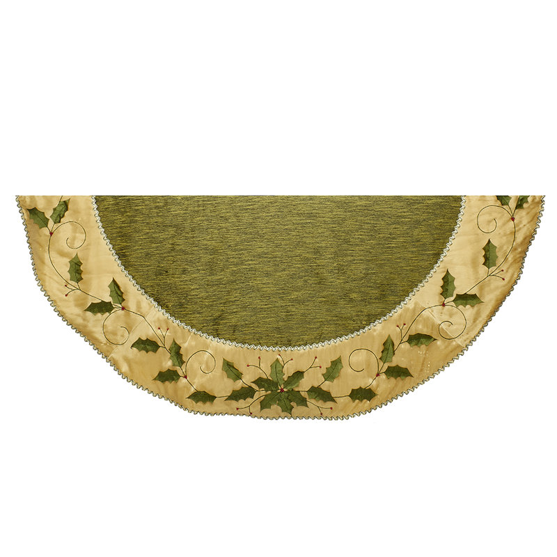 Jupe d’arbre brodée à feuilles holly