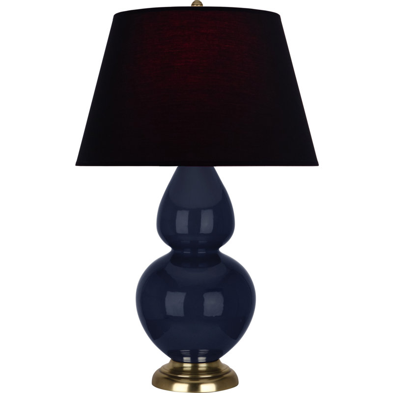 Lampe de table double gourde en céramique, Noir / Rouge, Bleu minuit verni / laiton, Laiton
