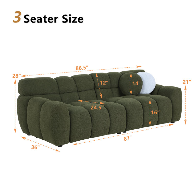 Canapé rembourré 87,4 po, Boucle verte