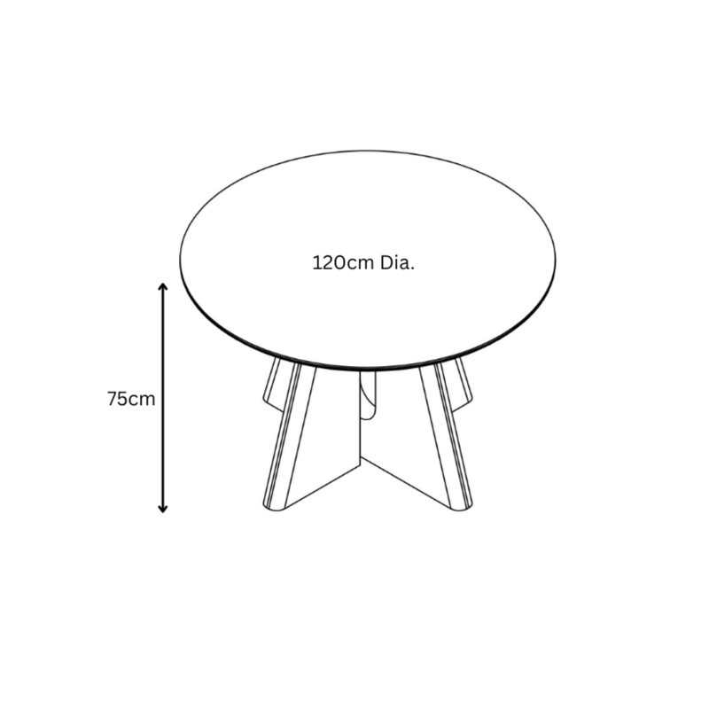 Dining Table, 75cm H x 120cm W x 120cm D