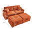 Velours côtelé moelleux confortable avec repose-pieds double, plateau de table, mousse orange + ressort, espace de rangement, tissu surdimensionné de qualité méridienne, accoudoir multifonctionnel
