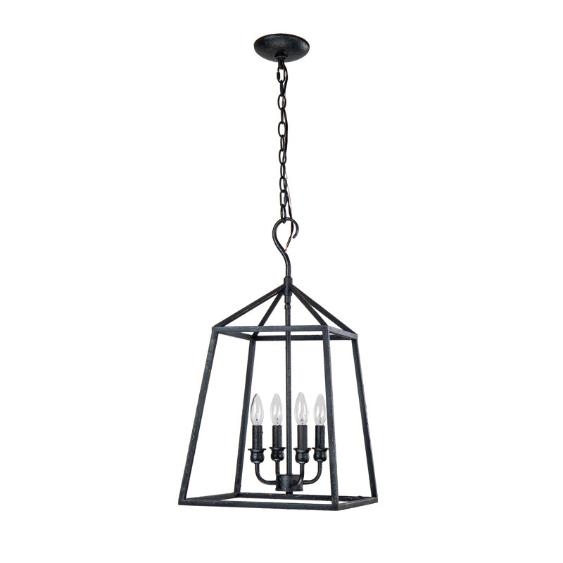 Luminaire suspendu géométrique 4 lumières Emperador, Noir patiné