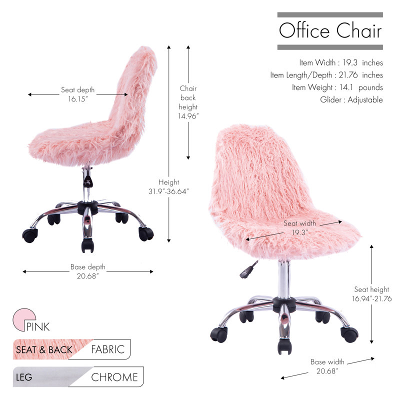 Faux Fur Office Chair, Pink