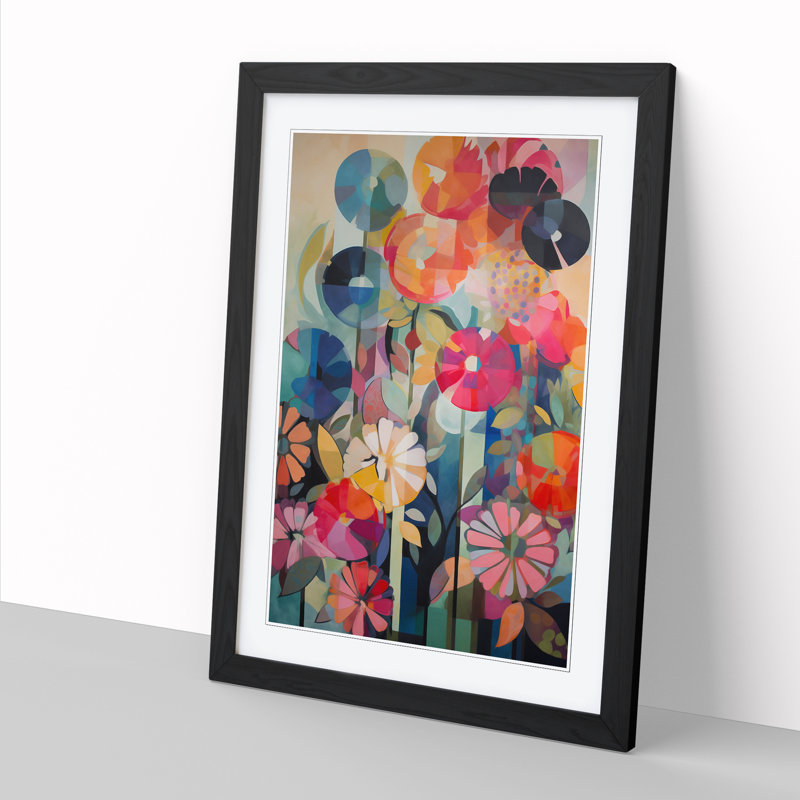FRM-V0523-977X Flowers Retro Vol.8 - Single Picture Frame Print, Black Framed, 64cm H x 46cm W x 2cm D